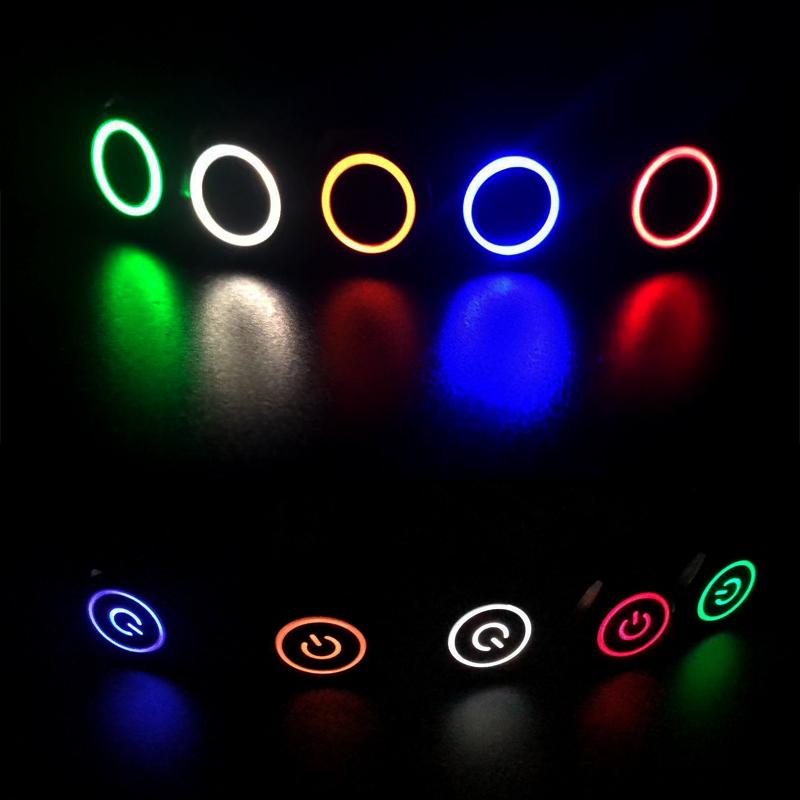 黒の押しボタンスイッチ,防水,ledライト,光沢のある金属,電源マーク付き,5v,12v,24v,12/16/19/22mm|mini-tokyo|07