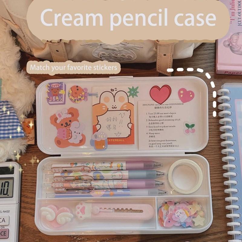 ペン ケース ペンシル ボックス 文房具 筆箱 かわいい プラスチック製 韓国 クリエイティブ マルチ 機能 学生 鉛筆 収納 白 Sale 64 Off