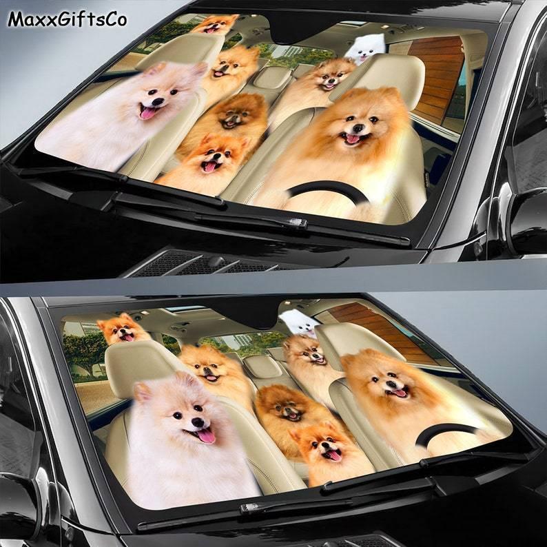 ポメラニアン-車の日よけ,犬のガラスのフロントガラス,家族の日よけ,犬のアクセサリー,お父さん,お母さんへのギフト|mini-tokyo|02