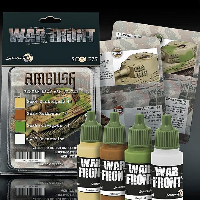 スケール75 ウォーフロント・カラー 待ち伏せ（アンブッシュ） ドイツ軍 車両用後期迷彩カラーセット WF PAINT SETS AMBUSH