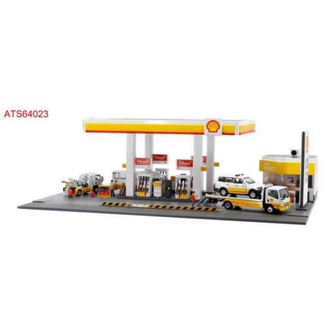 Tiny ATS64023 Bd17 Shell ガソリンスタンドジオラマ (LED付) ※約1/64