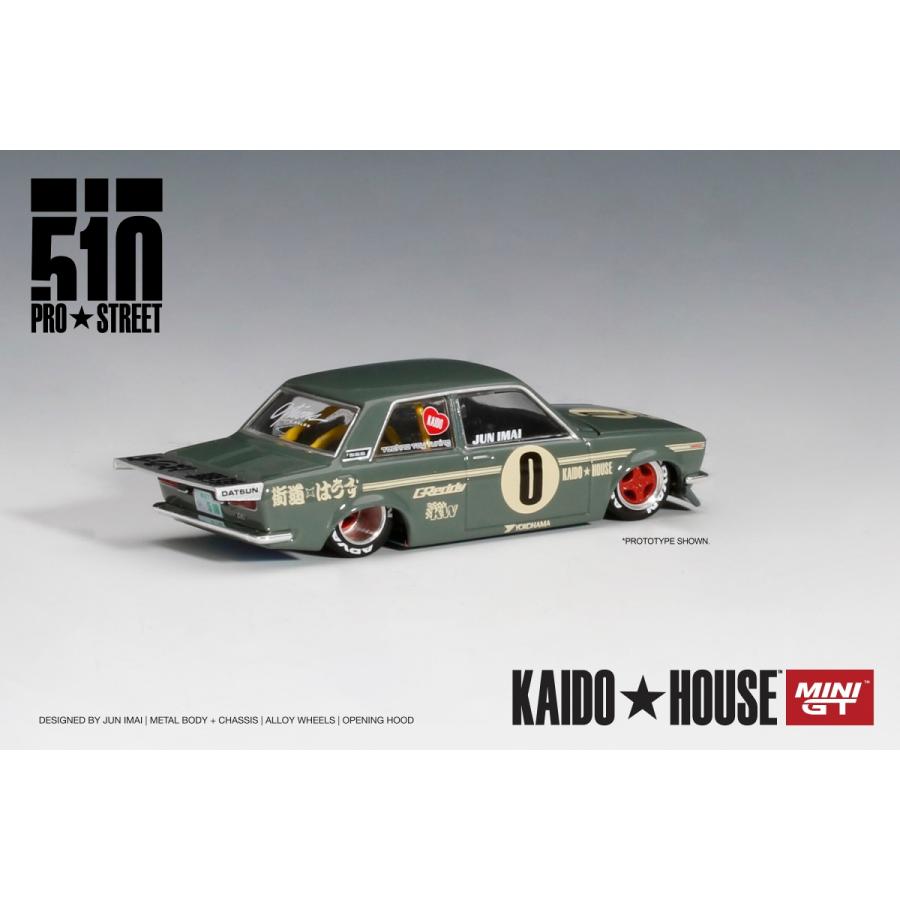 MINI GT　KHMG001　ダットサン 510 プロストリート OG グリーン KAIDO HOUSE (左ハンドル) ※1/64スケール｜minicar-kenbox｜02