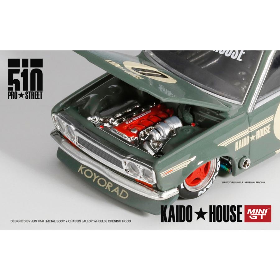 MINI GT　KHMG001　ダットサン 510 プロストリート OG グリーン KAIDO HOUSE (左ハンドル) ※1/64スケール｜minicar-kenbox｜04