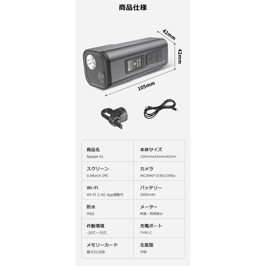 MINIEYE Spedal S1 ドライブレコーダー 自転車 LED ライト バイク