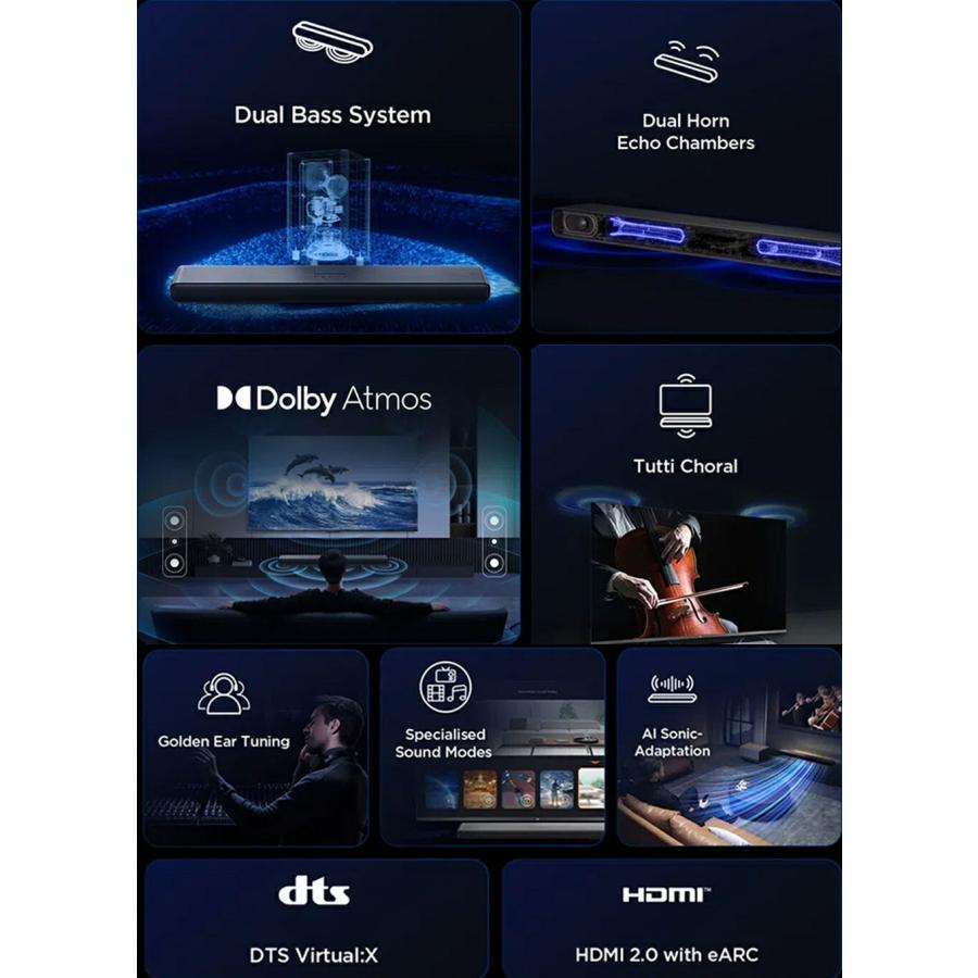 TCL サウンドバー S45H 2.0ch Pro・オールインワン 重低音サウンドバー