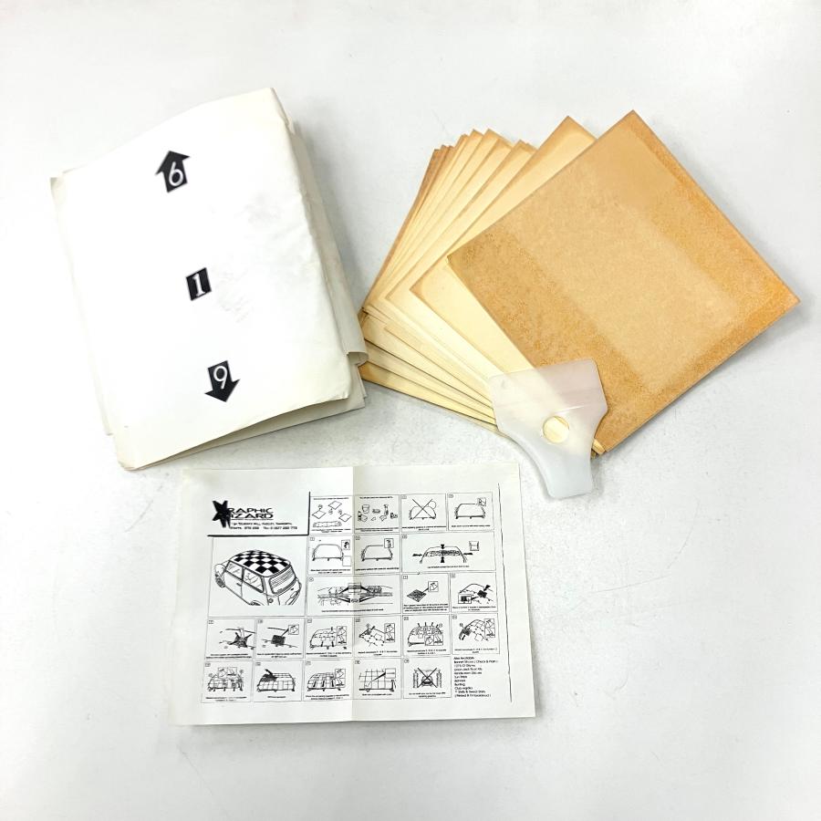 現品 クラシックミニ ルーフ用 チェッカーステッカー（ホワイト