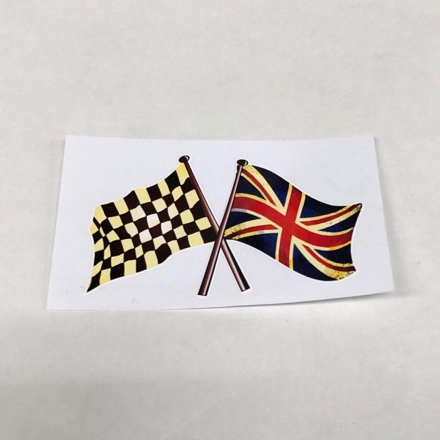 チェッカー×ユニオンジャック クロスフラッグステッカー : ミニ