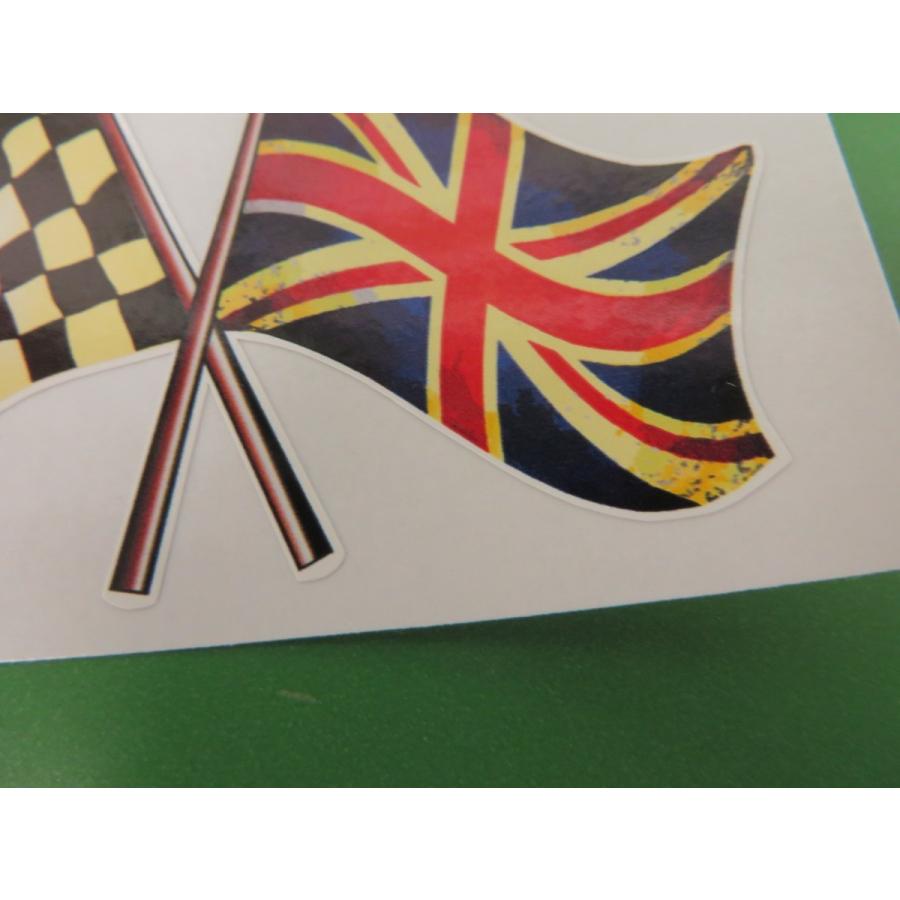 チェッカー×ユニオンジャック クロスフラッグステッカー : ミニ