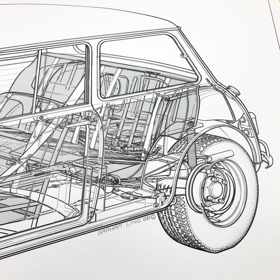 AUSTIN COOPER S Mk1 ポスター シリアルナンバー入り : ミニマルヤマ
