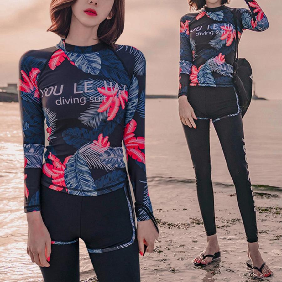 ラッシュガード レディース タンキニ水着 長袖 3点セット パッド入り スイミング 水着 体型カバー フィットネス 1lili 001 Miniministore 通販 Yahoo ショッピング