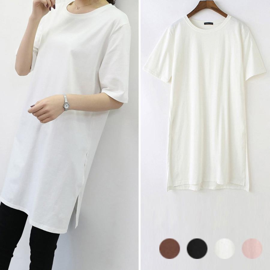 ロングtシャツ レディース 半袖 Tシャツワンピ スリット チュニックワンピ 無地 ネコポスのみ 1lixbo 003 Miniministore 通販 Yahoo ショッピング