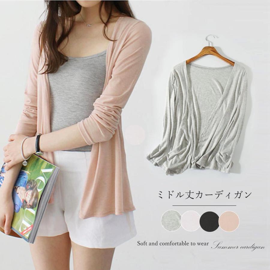 サマー カーディガン レディース 薄手 ミドル丈カーディガン 春夏 トップス アウター 羽織る ネコポスのみ 1ririt 023 Miniministore 通販 Yahoo ショッピング