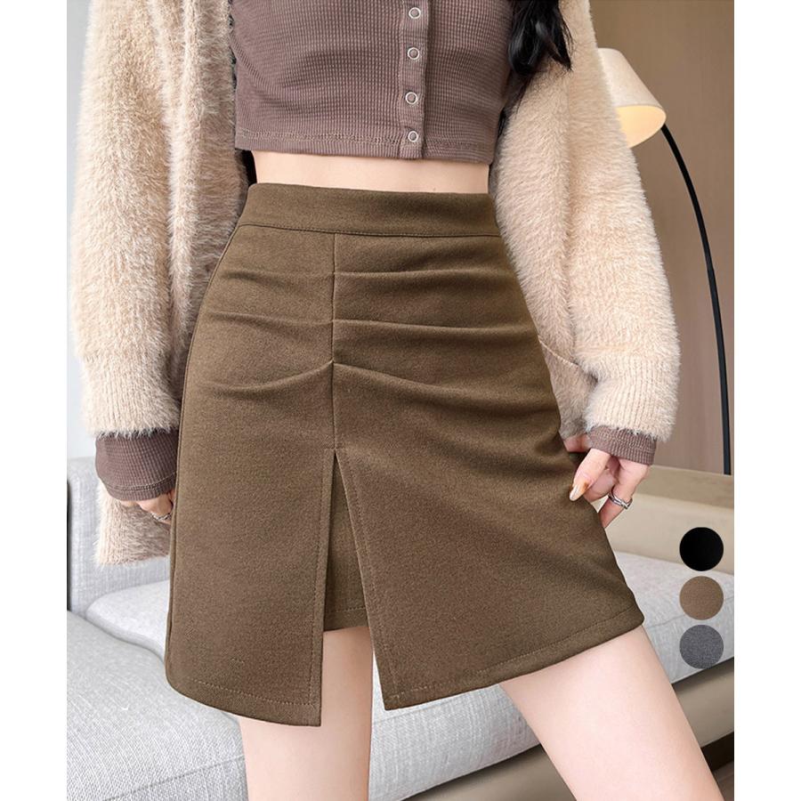 miniministore（ミニミニストア） ギャザーミニスカート 無地タイト