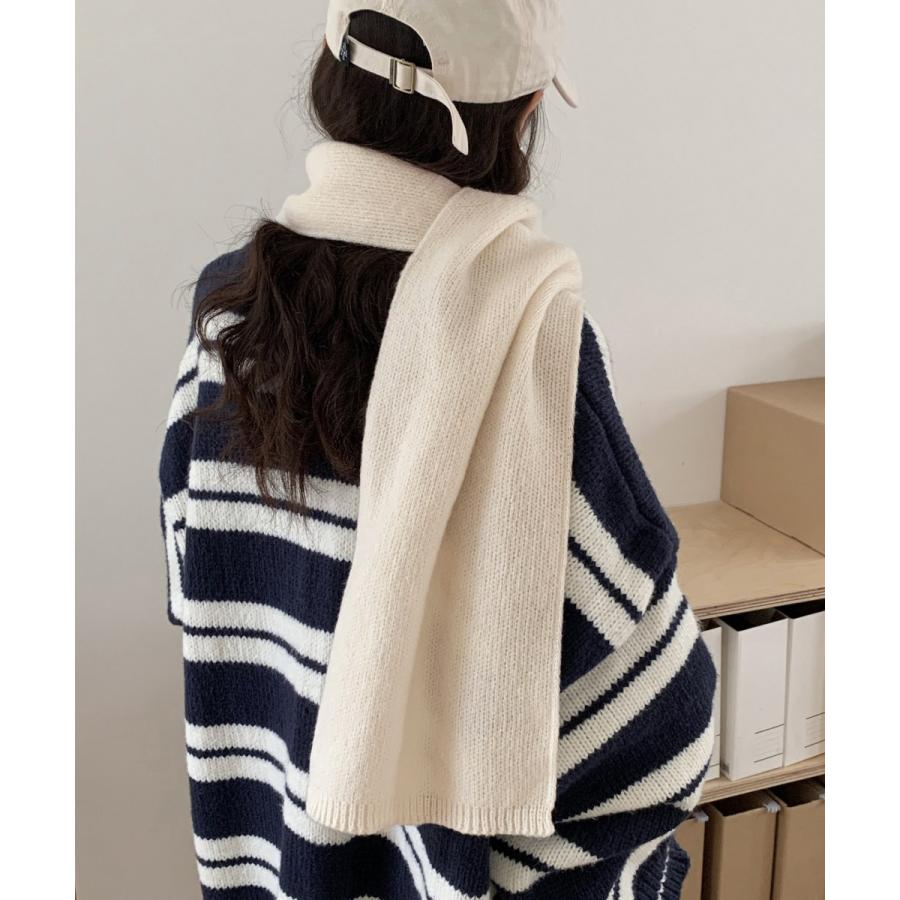 ニットマフラー韓国風 無地ニットストール : miniministore