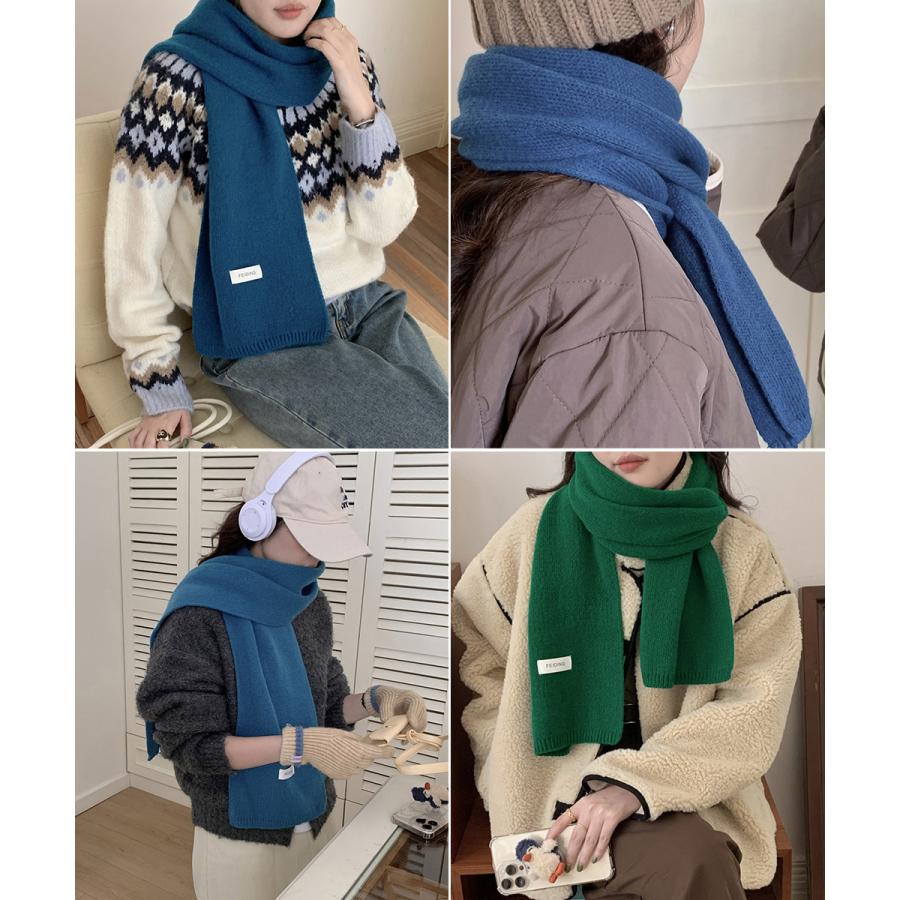 ニットマフラー韓国風 無地ニットストール【ネコポス投函