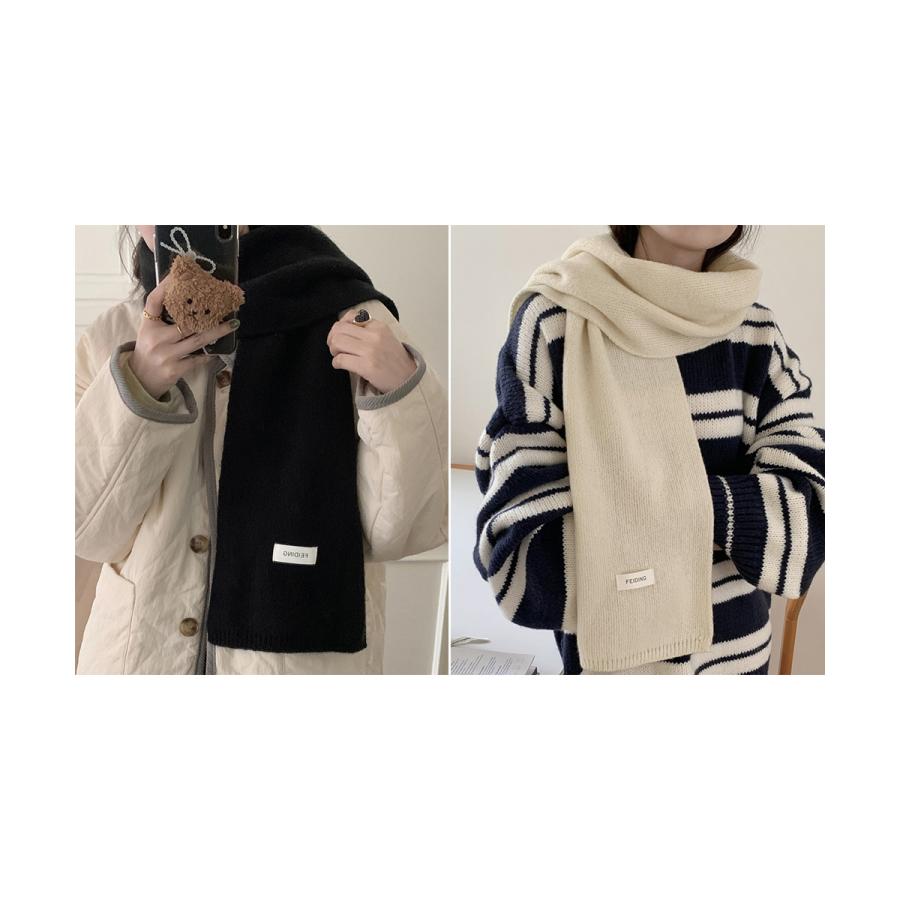 BOHEMSEO ニットマフラー bohemian seoul》 JACQUARD KNIT MUFFLER BLACK&IVORY (BOHEMSEO