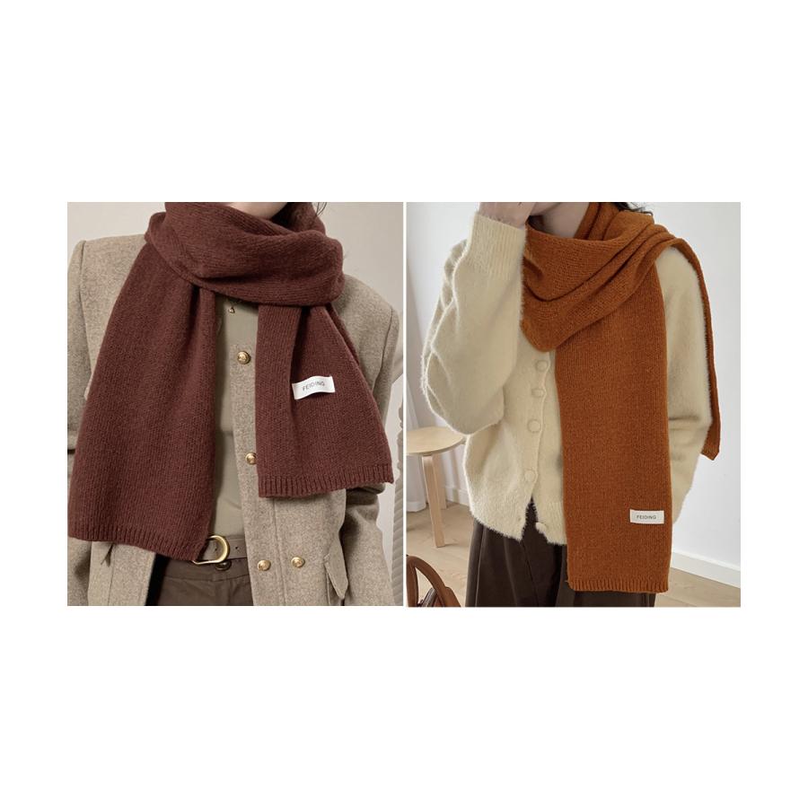 ニットマフラー韓国風 無地ニットストール【ゆうパケット