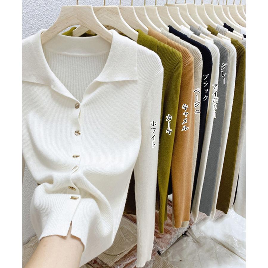 miniministore 秋冬ニットトップス レディースニットポロ