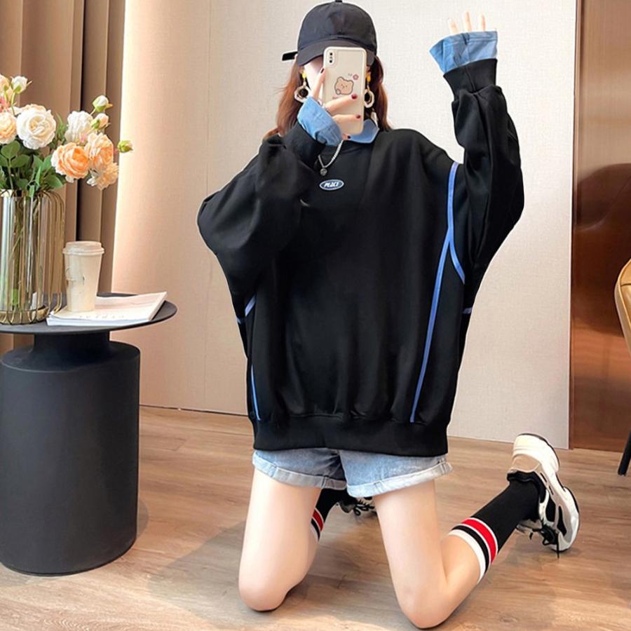 爆買レイヤード風 スウェット 薄手トレーナー【ネコポス投函