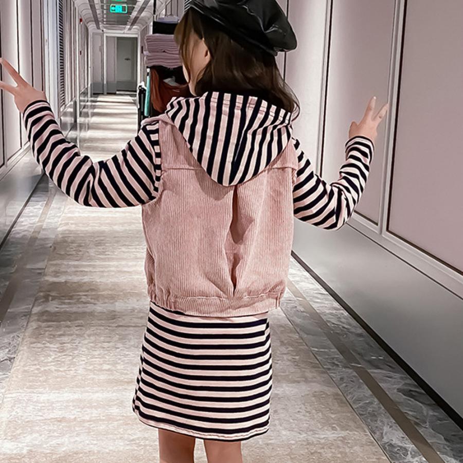 キッズ 子供服 女の子 ボーダー柄ワンピース ベスト 長袖 2点セット おしゃれ カジュアル 中学生 可愛い 暖かい 33axl 003 Miniministore 通販 Yahoo ショッピング