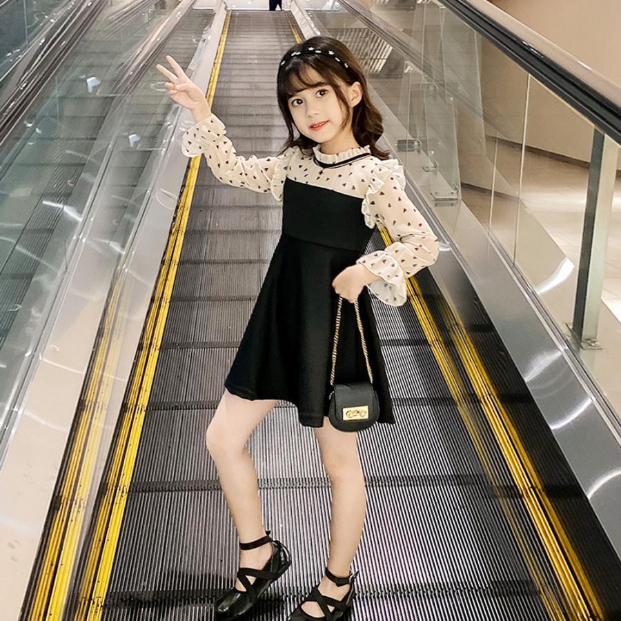 キッズワンピース 長袖 ドレス子供服 女の子 新作 おしゃれ ドッキング ハート柄 ワンピース 春 秋 サマー ネコポス可 33fsfs 001 Miniministore 通販 Yahoo ショッピング