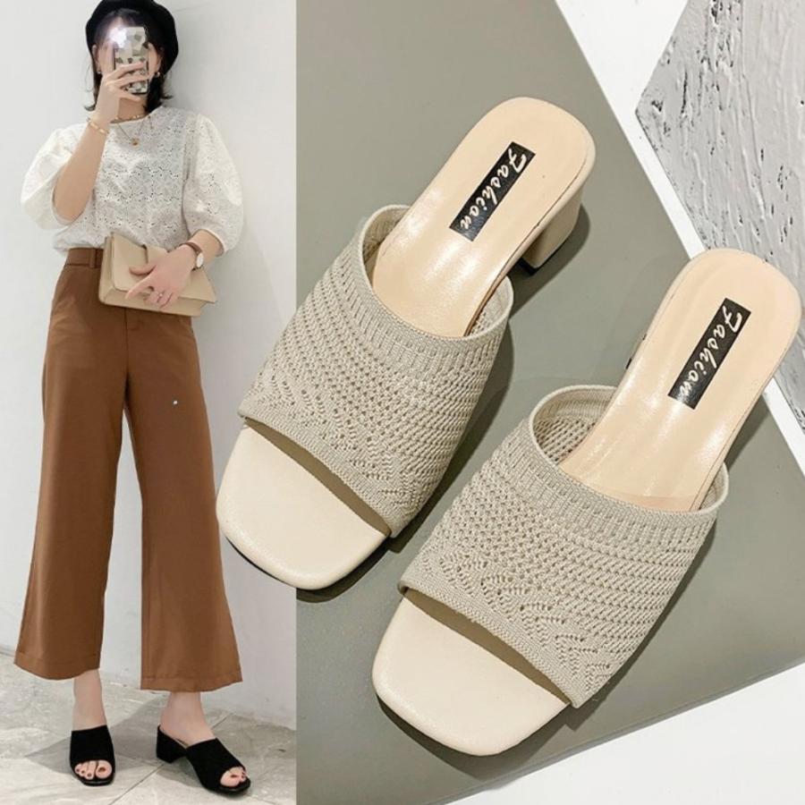 miniministore ミュールサンダル チャンキーヒール 美脚