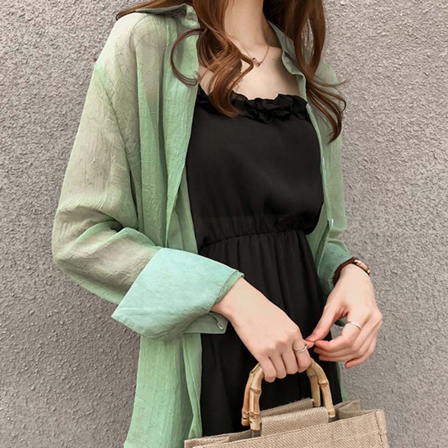 シースルー ブラウス 長袖 シースルー トップス レディース 春夏秋 きれいめ 薄手 羽織り ネコポスのみ 6cxini 010 Miniministore 通販 Yahoo ショッピング