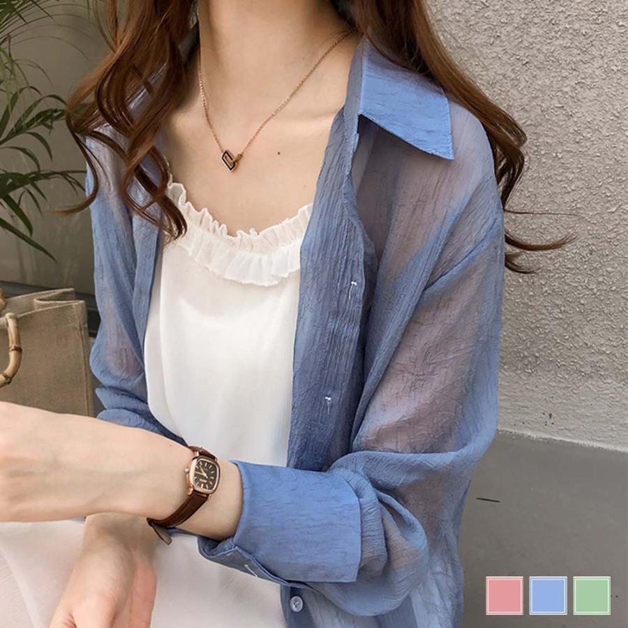 シースルー ブラウス 長袖 シースルー トップス レディース 春夏秋 きれいめ 薄手 羽織り ネコポスのみ 6cxini 010 Miniministore 通販 Yahoo ショッピング