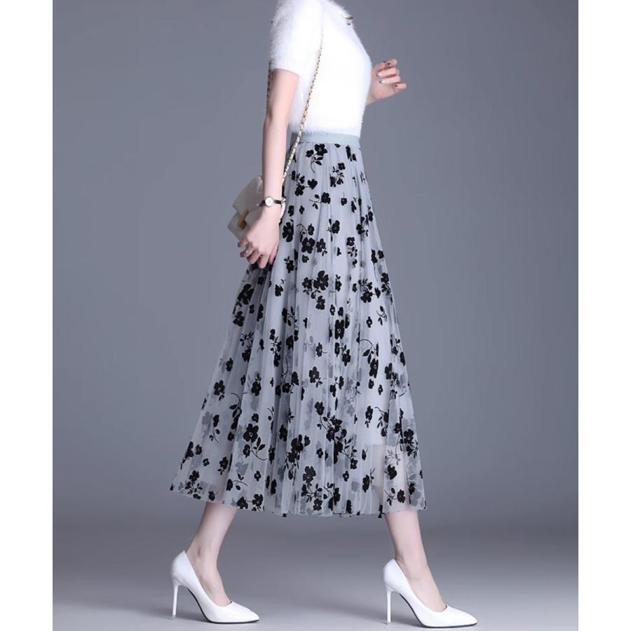 リランドチュール　フロッキー　花　ボタニカル柄　新品　未使用　タグ付き miniministore チュールスカート花柄フロッキープリント