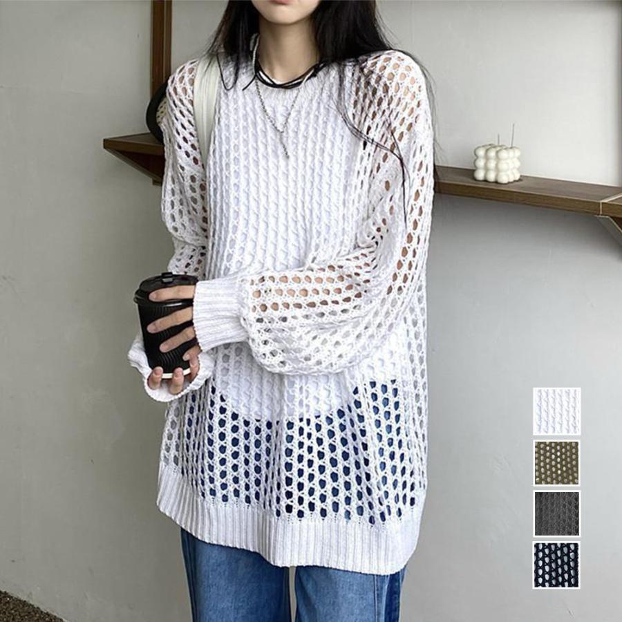 miniministore メッシュニット 透かし編みトップス 長袖【ゆう