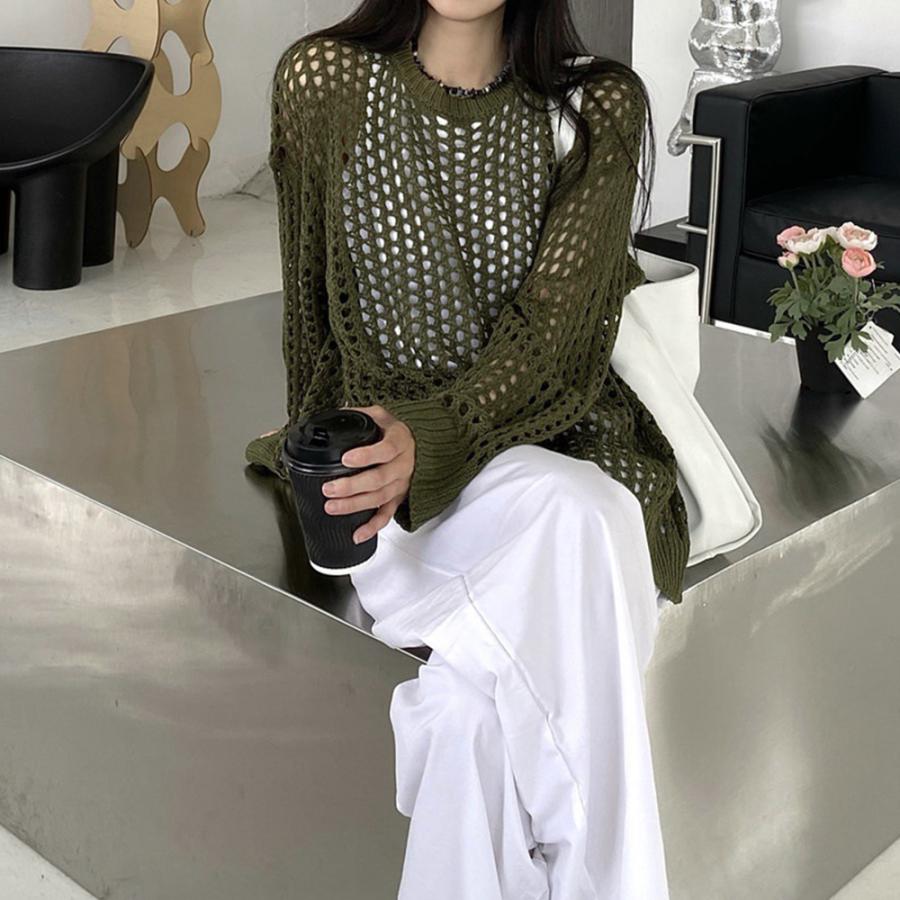専用【ユリウスセブン】メッシュニット 長袖 透かし編み 綿100 日本製 個性的 ユリウスセブン】メッシュニット 長袖 透かし編み 綿100 日本製