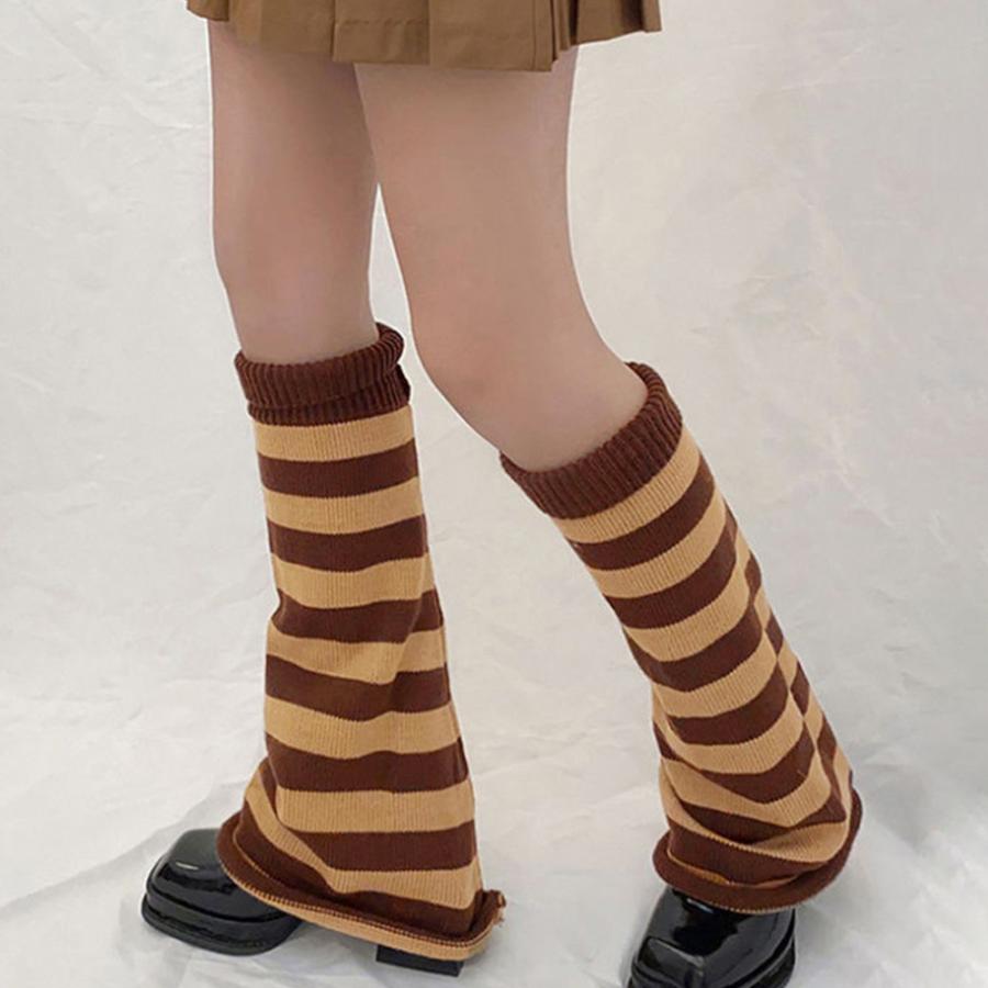 Stina ニットレッグウォーマー フリーサイズ miniministore ボーダー柄 ニットレッグウォーマー 美脚