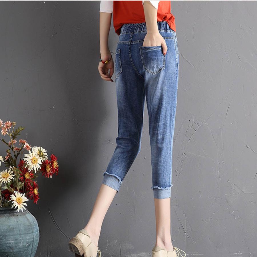 在庫限り 売り尽くしセール デニムパンツ 7分 ズボン ゴムウエスト ダメージデニム レディース ゆるいジーンズ ネコポス可 77qyl 001 Miniministore 通販 Yahoo ショッピング