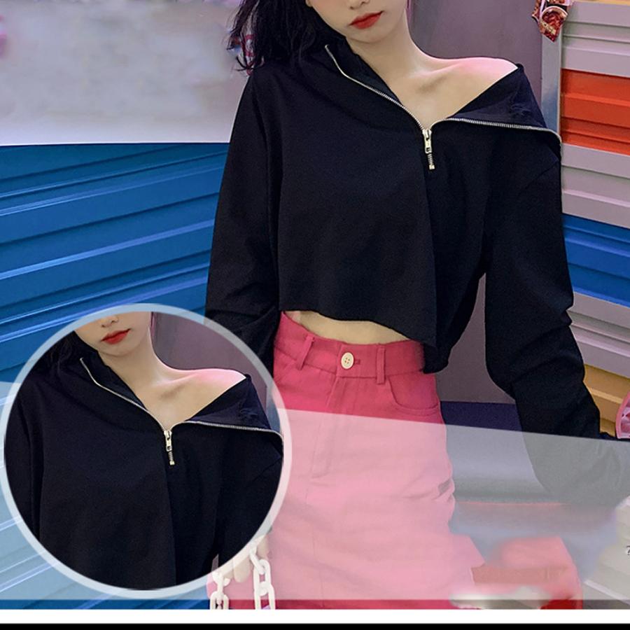 ショート丈パーカー へそ出し パーカー セクシー 長袖 フード付きトレーナー ファスナー ダンス衣装 肌見せ ヒップホップ ネコポス可 77yifg 002 Miniministore 通販 Yahoo ショッピング
