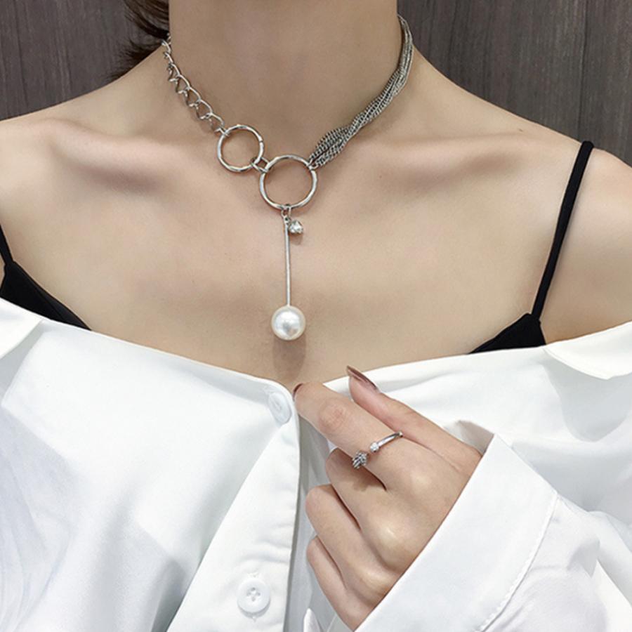 ショート チェーンネックレス レディース フェイクパール チョーカーネックレス おしゃれ ジュエリーアクセサリー シルバー ネコポス可 80canl 001 Miniministore 通販 Yahoo ショッピング