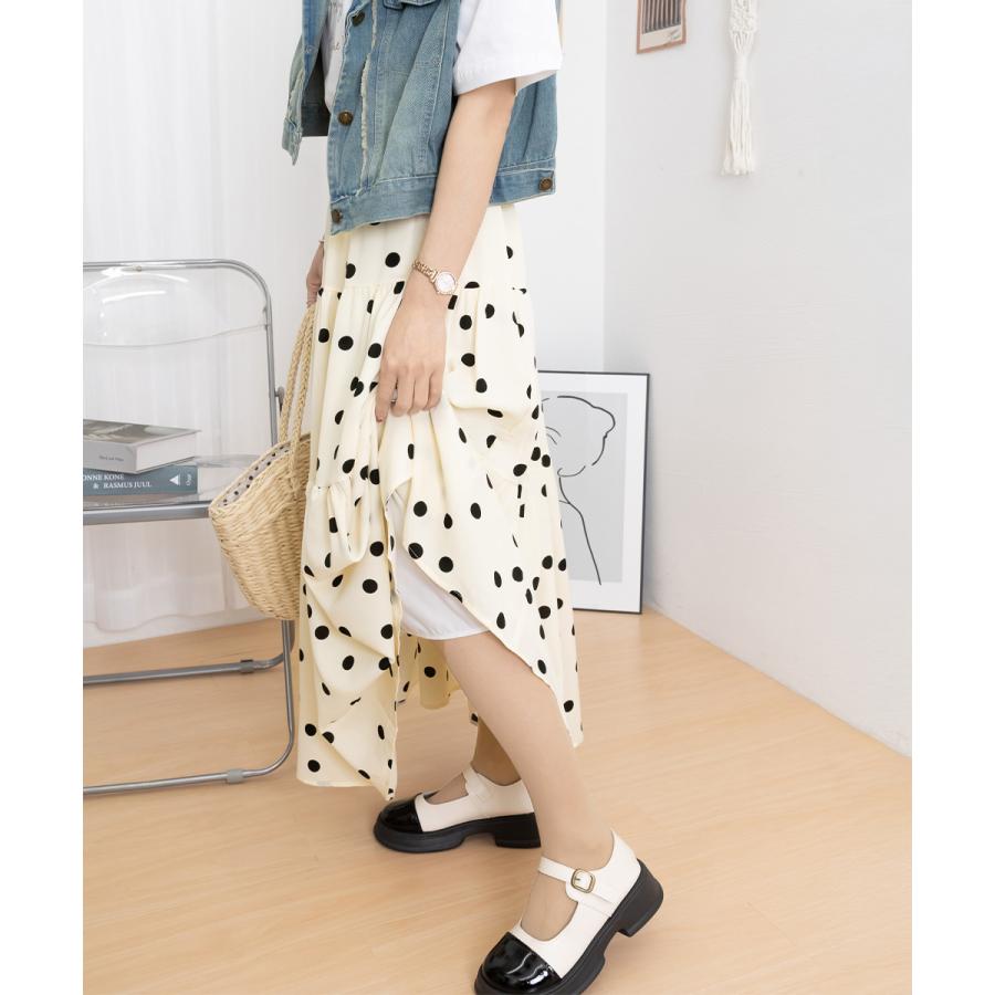 miniministore ドット柄ティアードスカートフレアスカート