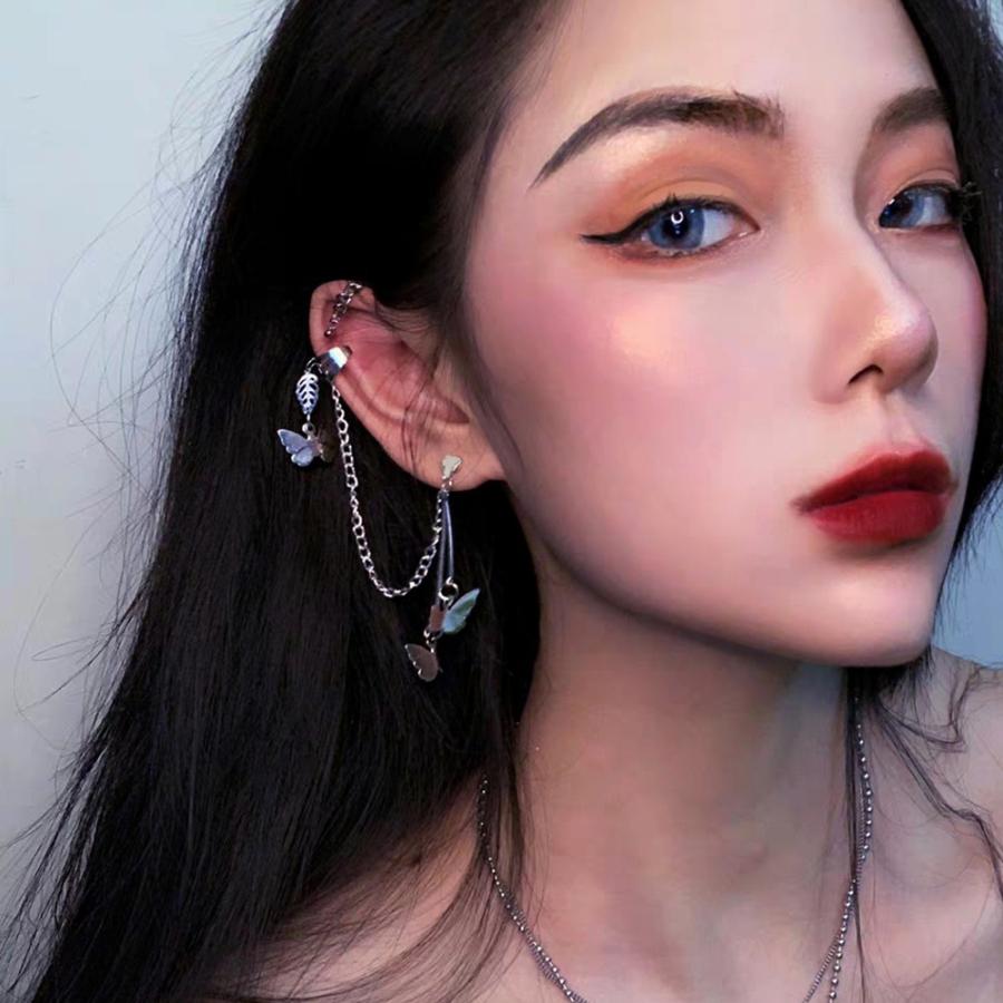 蝶モチーフ イヤーカフ レディース 耳にかける アクセサリー 片耳用 チェーン付きイヤリング 耳飾り 揺れるイヤーラップ ネコポス可 80chuny 001 Miniministore 通販 Yahoo ショッピング