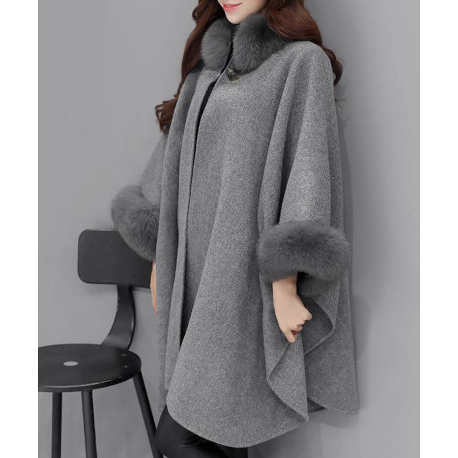 miniministore（ミニミニストア） ファー付きケープコート レディース