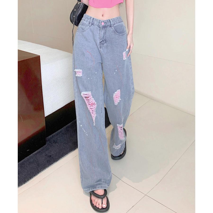 miniministore ピンク ダメージデニムパンツ レディース miniministore ピンク ダメージデニムパンツ レディース