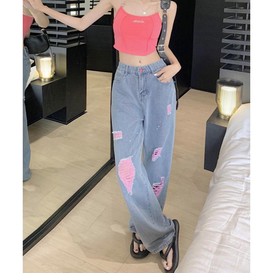 miniministore ピンク ダメージデニムパンツ レディース miniministore ピンク ダメージデニムパンツ レディース