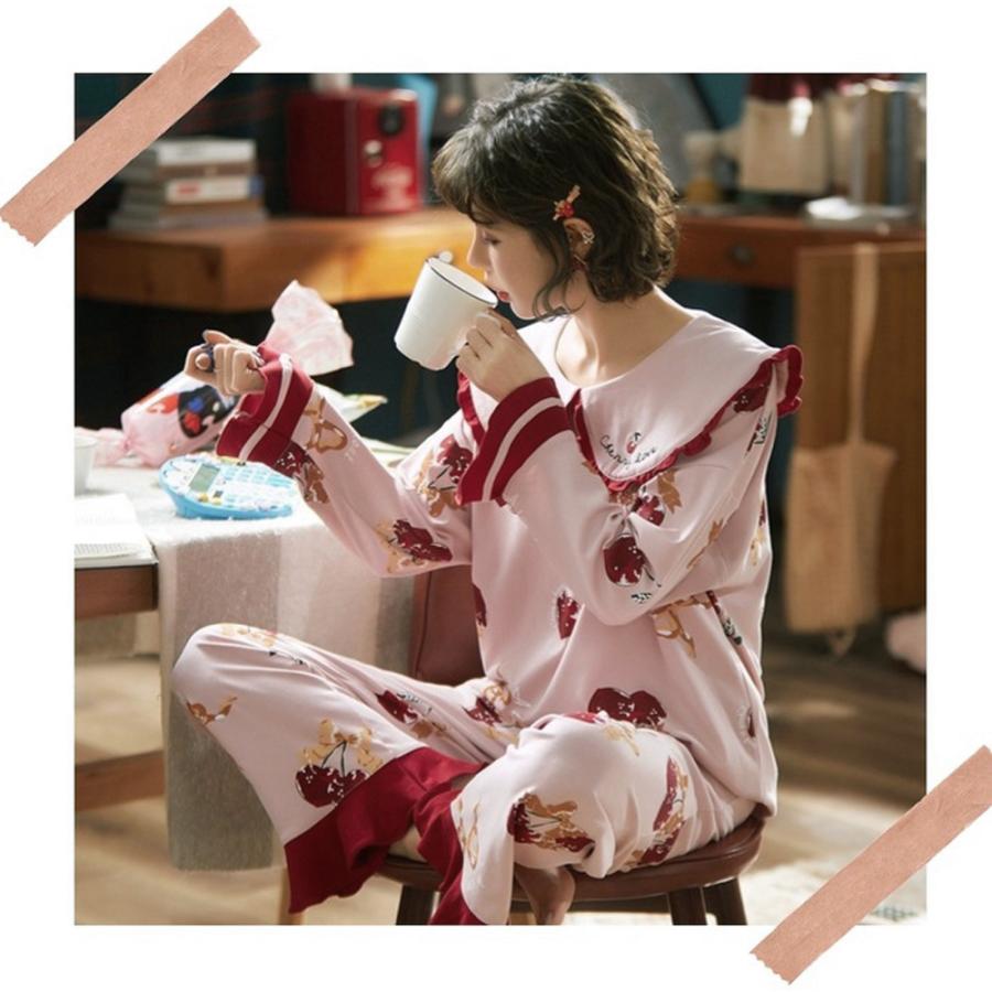パジャマ セットアップ レディース 可愛い ルームウェア 長袖 ナイトウェア 姫系 襟付き 寝巻き カジュアル 果物柄 寝間着 ネコポス可 80runk 003 Miniministore 通販 Yahoo ショッピング