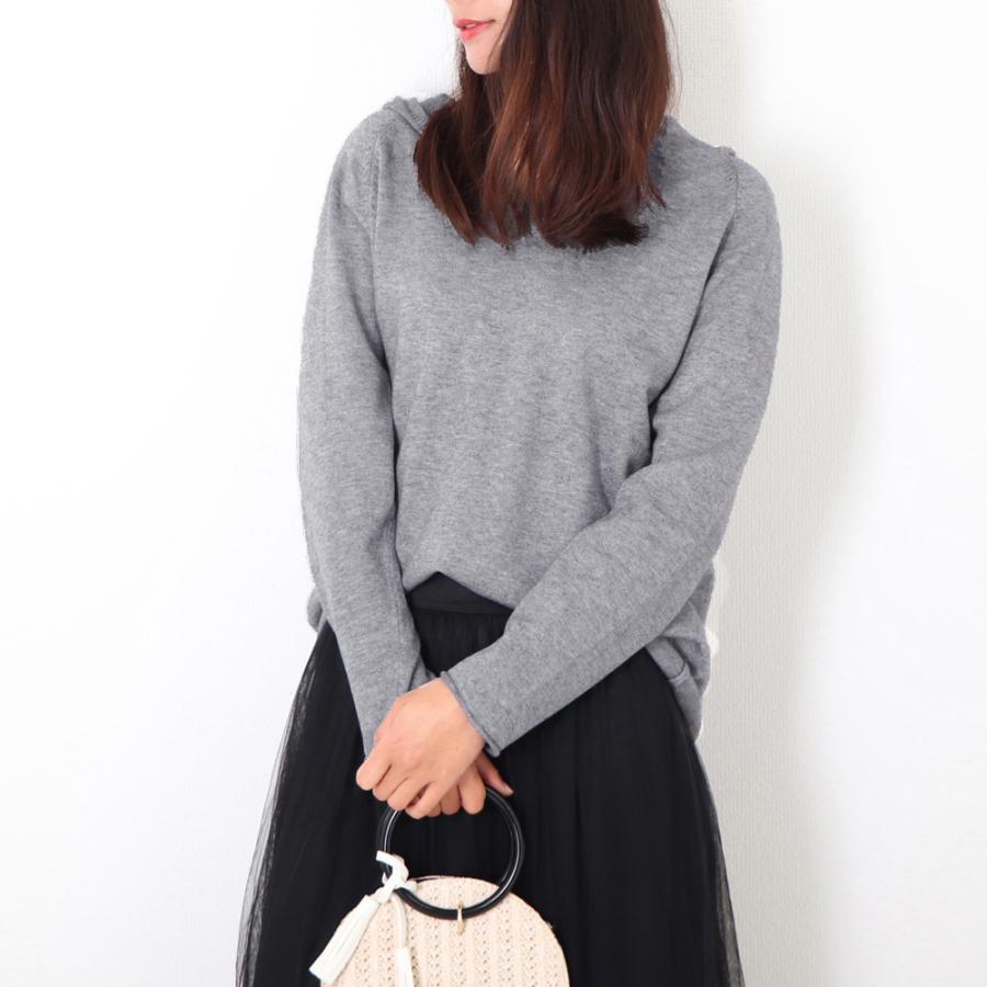 miniministore フード付き ニットトップス レディース Vネック miniministore フード付き ニットトップス レディース Vネック