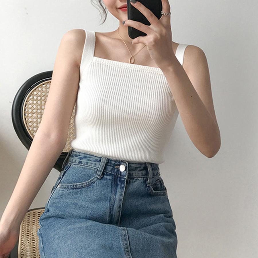 miniministore リブニット タンクトップ スクエアネック