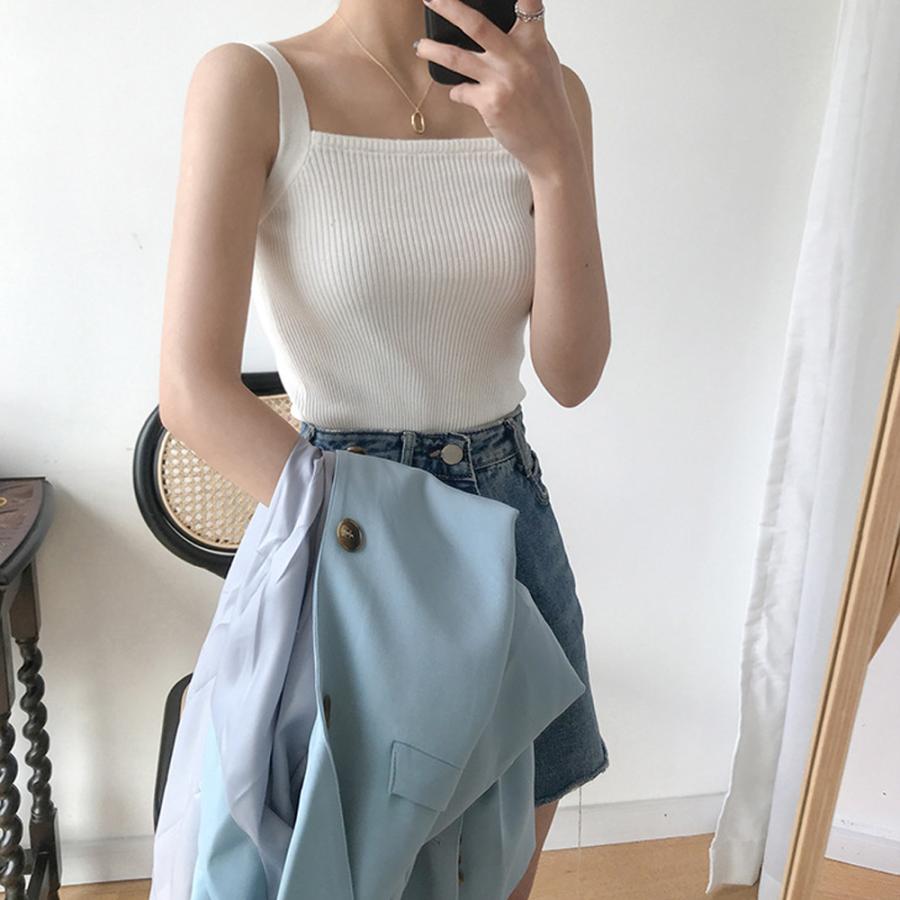 ETRE TOKYO / 新品・未使用 スクエアネックニットタンク　ベージュ miniministore リブニット タンクトップ スクエアネック