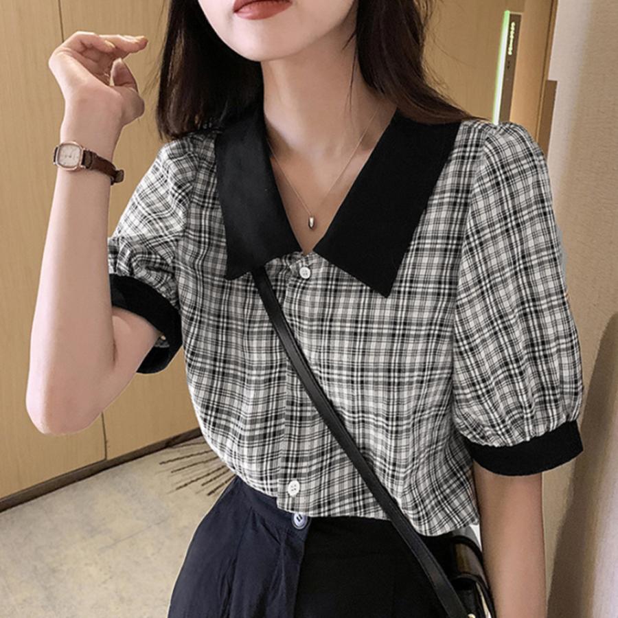 miniministore グレンチェック 柄 シャツ ブラウス 夏【ゆうパケット可 