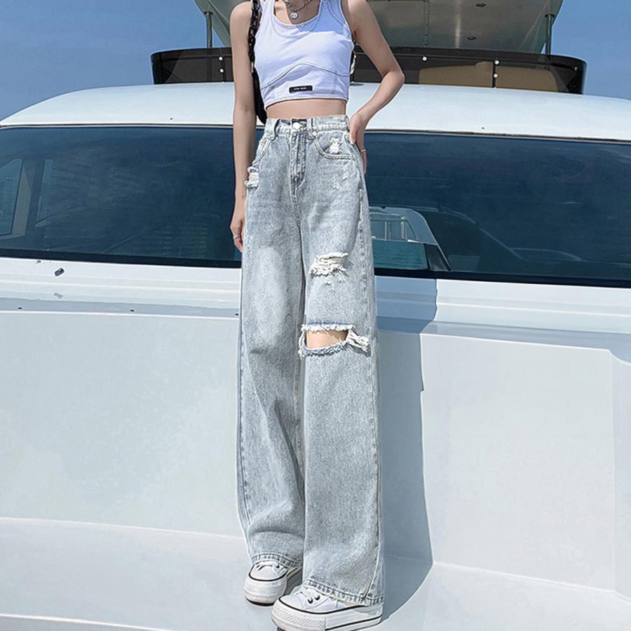 miniministore（ミニミニストア） ダメージ デニムパンツ ハイウエスト