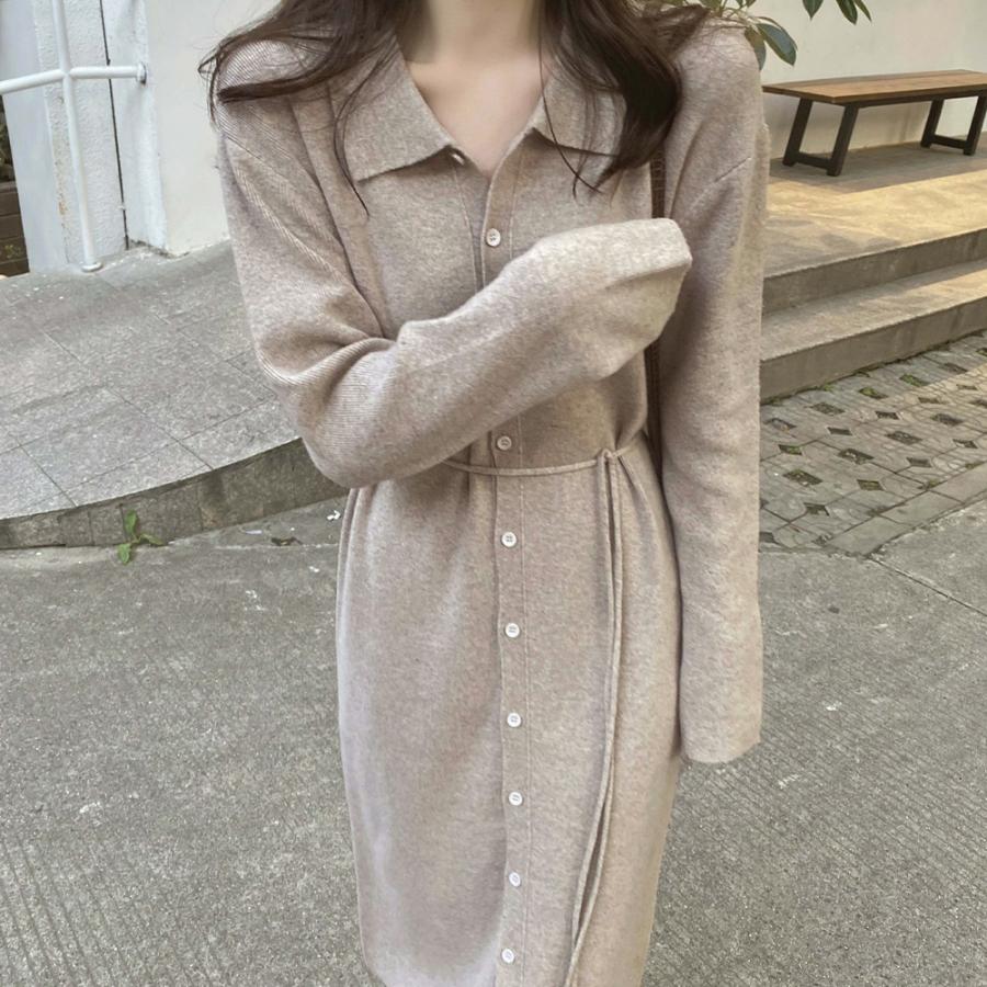 ニットワンピース レディース 販売実績no 1 Vネック 無地 マキシワンピース 着やせ ロングワンピ 秋冬 40代 体型カバー シンプル