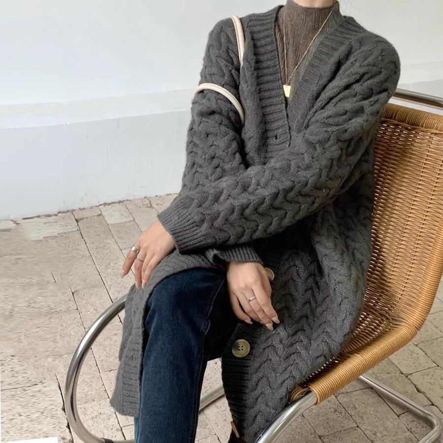 miniministore ケーブル編みニットカーディガンロング【在庫限り