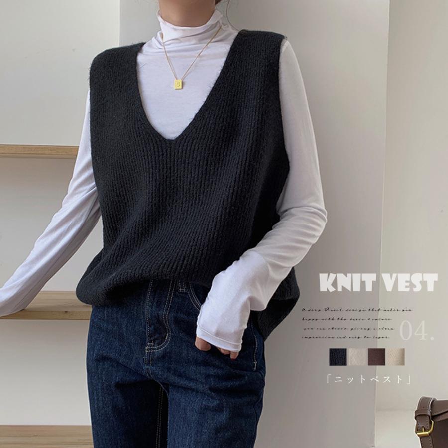 Vネック ニットベスト レディース リブニット プルオーバー ゆったり チョッキ 無地 ベストセーター トップス 30代40代 ネコポス可 yatong 016 Miniministore 通販 Yahoo ショッピング
