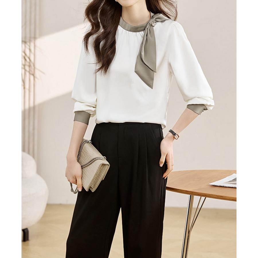 miniministore ボウタイサテンブラウス バイカラーシャツ【在庫